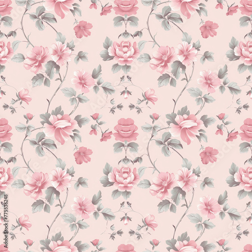 Floral pink color, Beautiful form natural, seamless pattern. © mouse