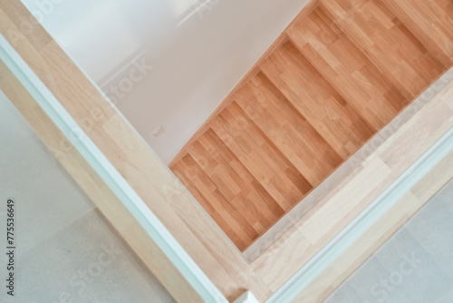 Light colored wooden colored stairs that do not spoil the interior of the house