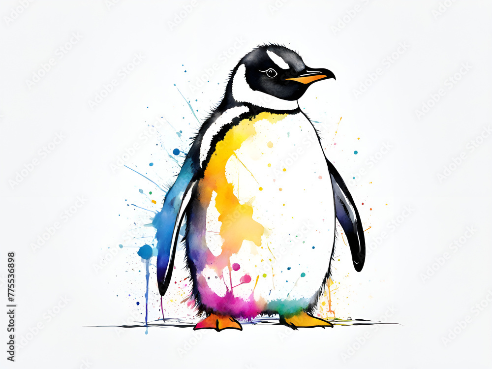 Colorful penguin paintings with various postures and abstract penguin illustrations Colorful penguin paintings with various postures and abstract penguin illustrations