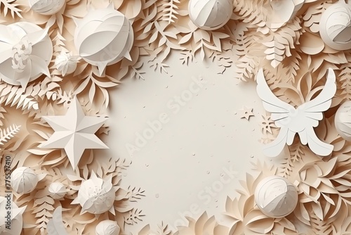 Whimsical Paper Cuts Festive Christmas Decoration Background 