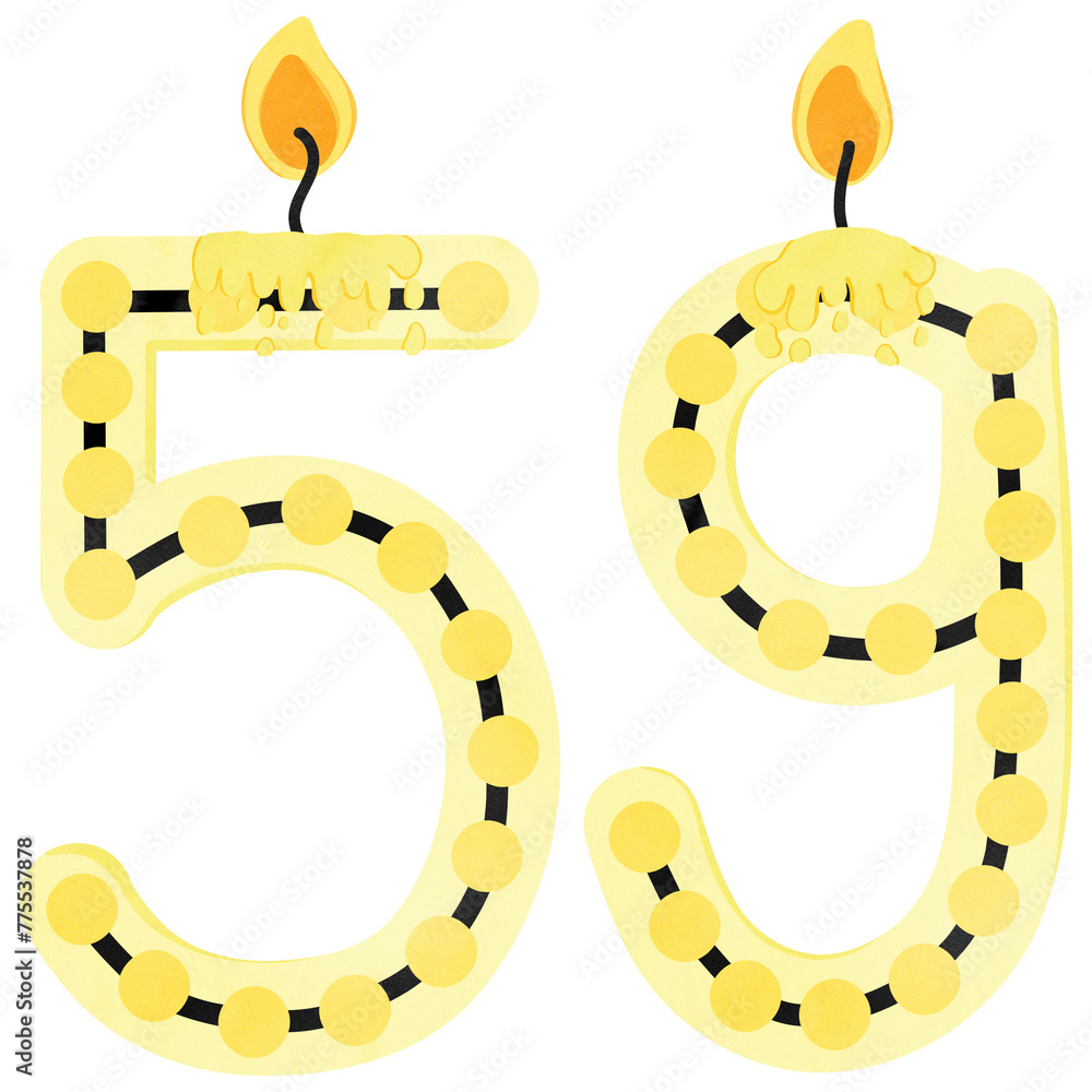 59th Birthday candle number, age, anniversary, burning candle number 59th Birthday candle number, age, anniversary, burning candle number