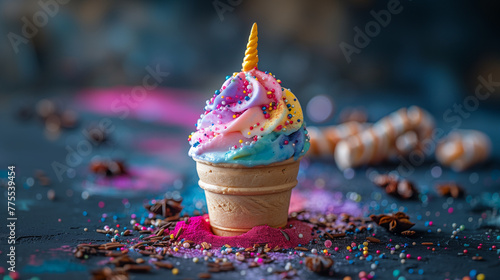 gelato arcobaleno unicorno, gelato di tutti i colori, gelato unicorno, dessert colorato, gusto puffo