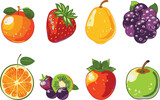 set of fruits and berries vector