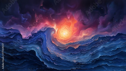 Majestic Mornings: Fluid Dawn Waves