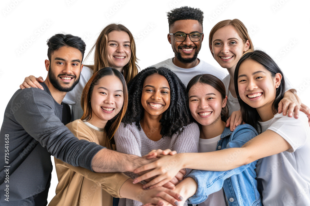 Fototapeta premium People from different nationalities singing together Conveying the power of music and unity.Isolated on a transparent background.