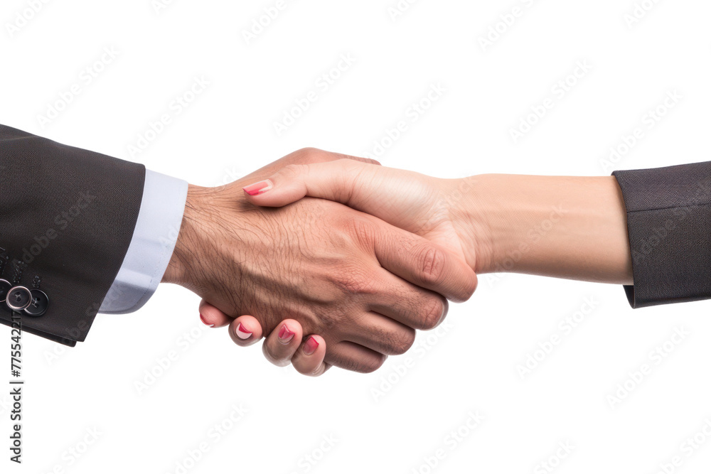 Successful Negotiation: Two men and women shake hands after agreeing on a deal. Demonstrates negotiation skills and professionalism.Isolated on a transparent background. Successful Negotiation: Two men and women shake hands after agreeing on a deal. Demonstrates negotiation skills and professionalism.Isolated on a transparent background.