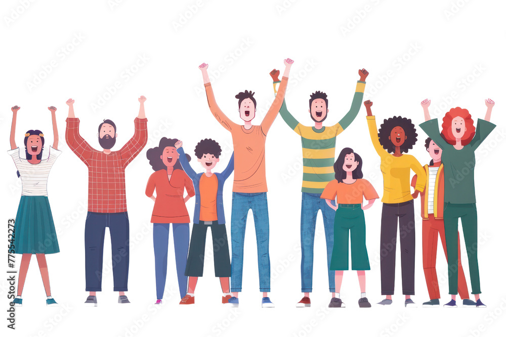 Fototapeta premium People from different nationalities singing together Conveying the power of music and unity.Isolated on a transparent background.