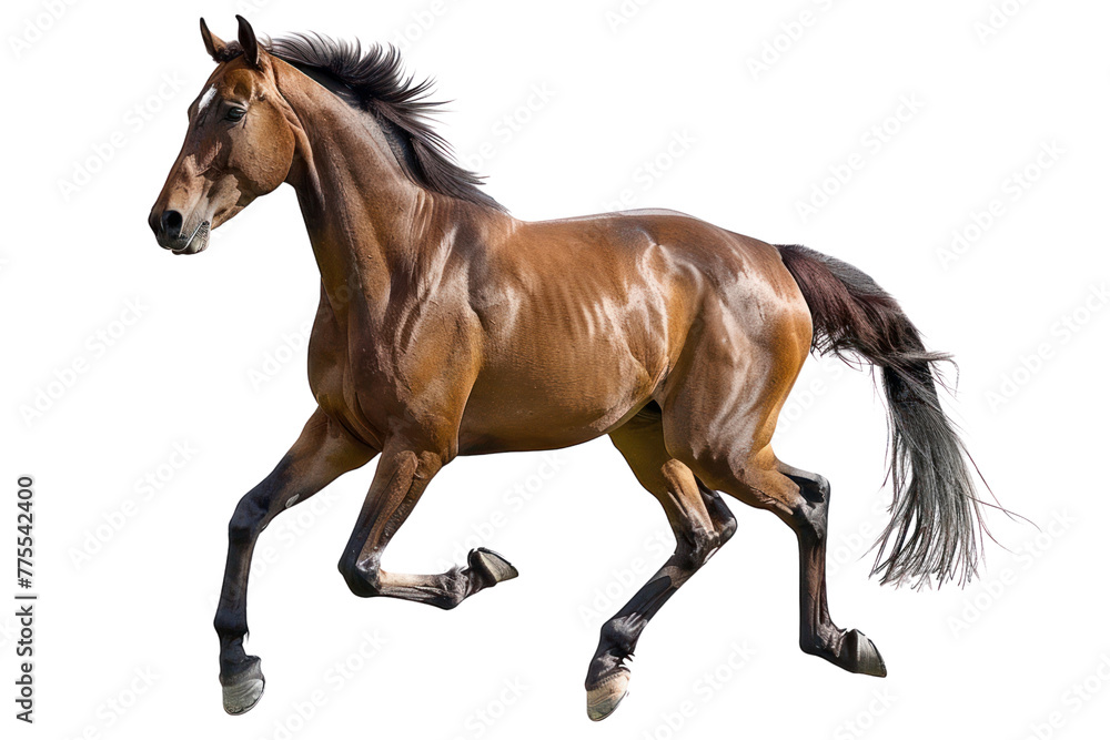 running Arabian horse, Isolated on a transparent background.