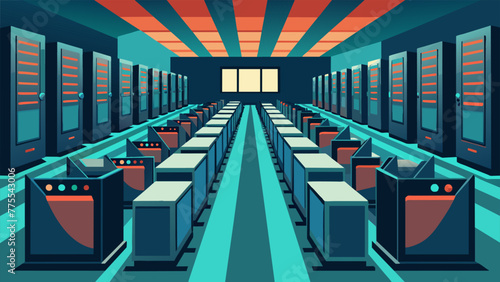 A server room filled with rows upon rows of powerful computers representing the immense data processing capabilities necessary for effective