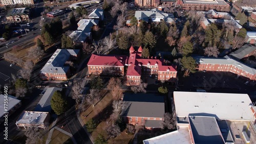 Flagstaff USA, Aerial View of NAU Northern Arizona University Buildings on Sunny Winter Day photo