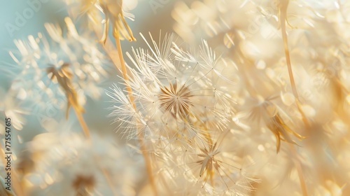 Delicate Dandelion Seeds Dispersing in the Wind  Beautiful Macro Photography Floral Concept