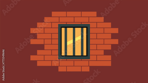 A brick wall with a small barred window representing the guardedness and lack of openness in someone who has built emotional walls. photo