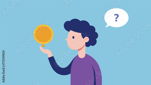 A person holding a coin debating whether to flip it to make their decision implying the use of the coin flip heuristic to avoid overthinking. photo