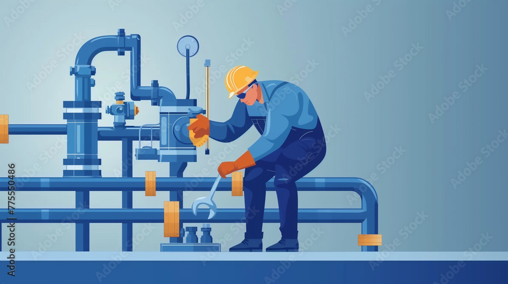 plumber with wrench install and repair equipment plumber with wrench install and repair equipment