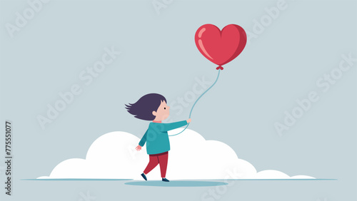 A drawing of a child holding a heartshaped balloon with a string tied to it as it slowly floats away representing the feeling of loss and the