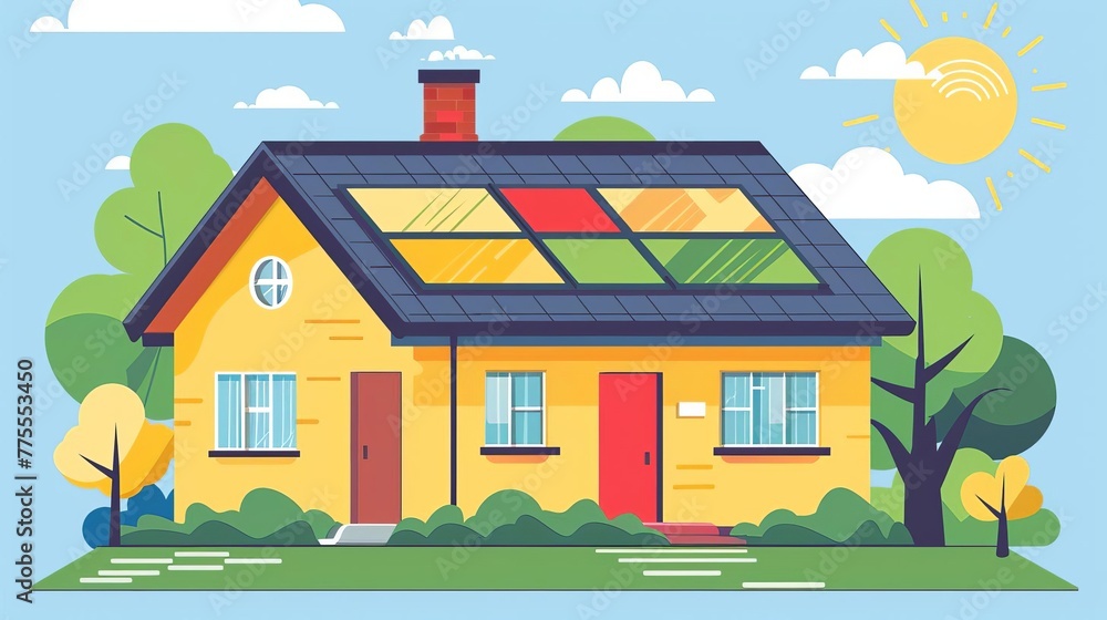 Energy efficiency rating, energy-efficient building, home energy audit, vector illustration