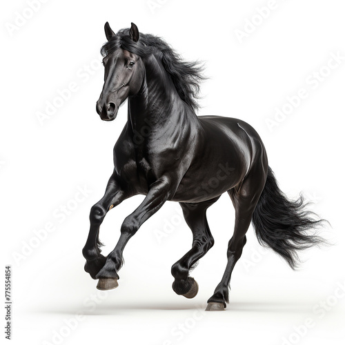 generated illustration of Black horse isolated on white background