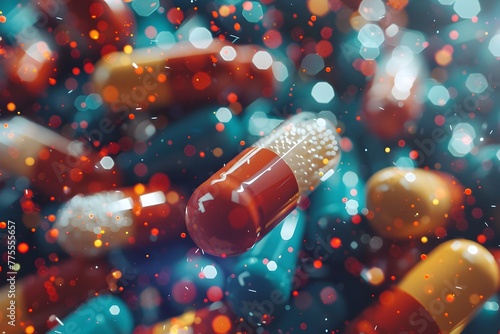 Colorful Antibiotic Capsules Symbolizing Pharmaceutical Arsenal for Combating Bacterial Infections and Promoting Healing