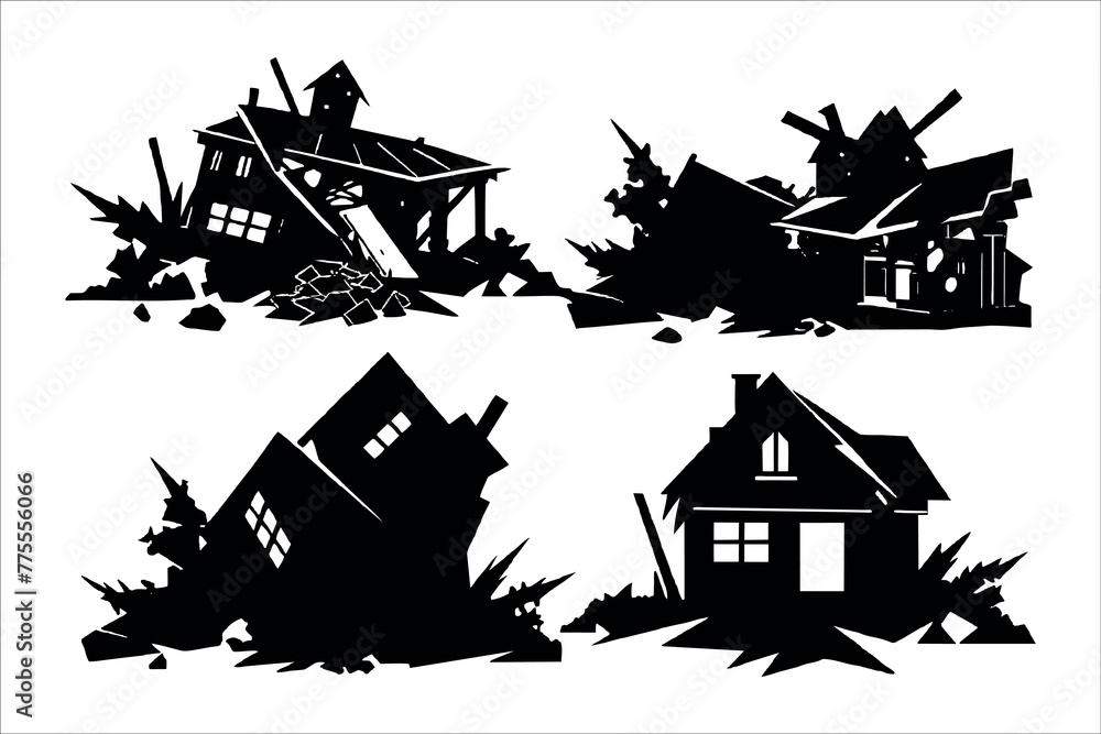 Illustration of War or Earthquake Damaged Buildings collection
