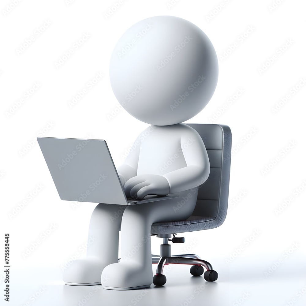 3d humans working using laptop, white solid background 3d humans working using laptop, white solid background