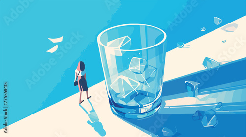 Illustration of glass on white 2d flat cartoon vact
