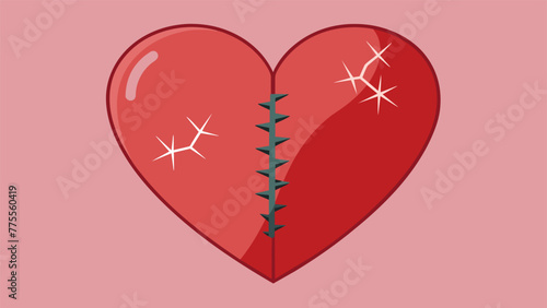 A broken heart repaired with stitches symbolizing the healing and reconciliation between rivaling siblings.