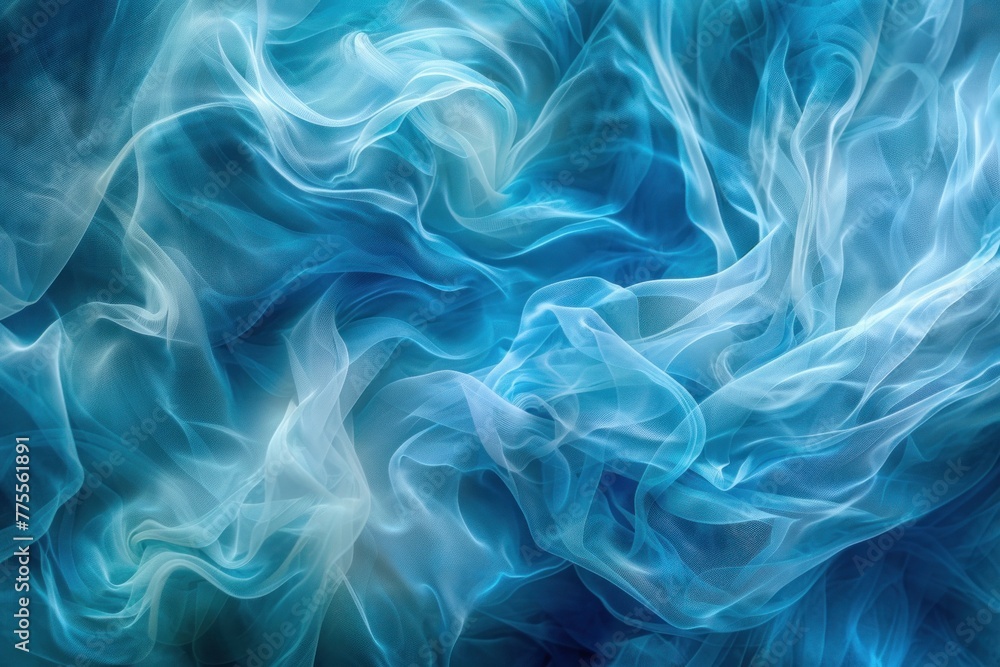 Fototapeta premium Calming blue abstract fluid art. Minimalist, evoking ocean waves.
