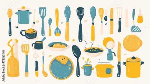 Illustration of utensils on a white background 2d f