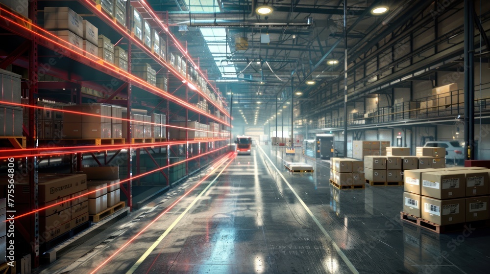 Fototapeta premium The digital warehouse of the future intelligent logistics