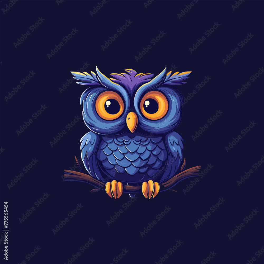 Owl on a branch logo illustration vector design Owl on a branch logo illustration vector design