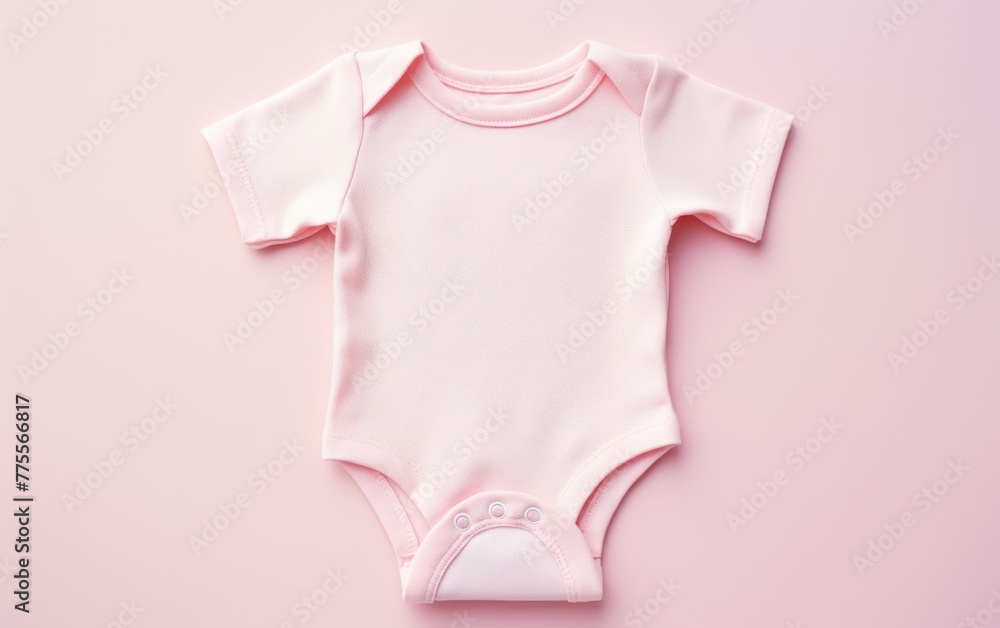 Pink baby onesie on pastel background Pink baby onesie on pastel background
