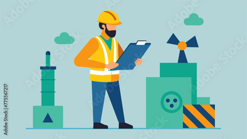 A safety compliance officer conducts a thorough inspection of a work area checking for potential hazards and ensuring proper protocols are