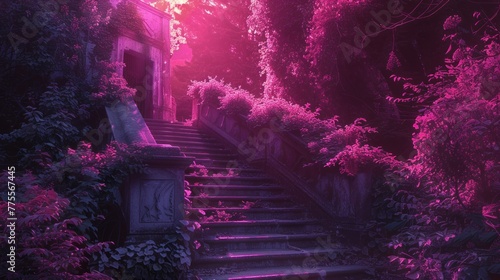 Dive into an abyss of nostalgia, where hues of plum and blush echo the rhythms of the past. photo