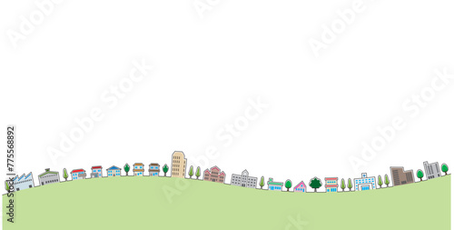 街並みのポップなイラスト