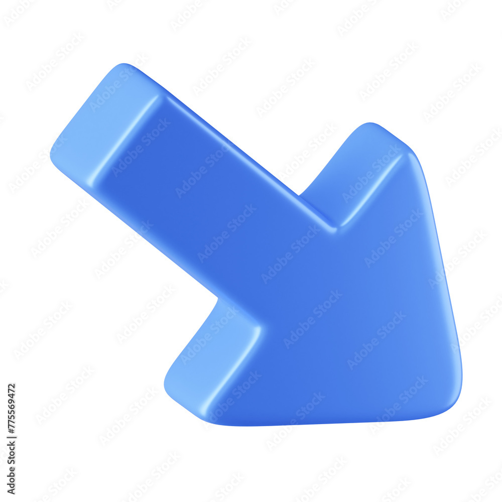 3D Icon Diagonal Arrow Down-Right Illustration 3D Icon Diagonal Arrow Down-Right Illustration