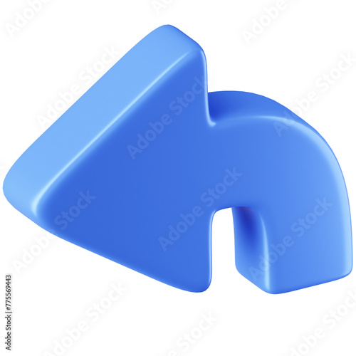 3D Icon Curved Arrow Left Illustration