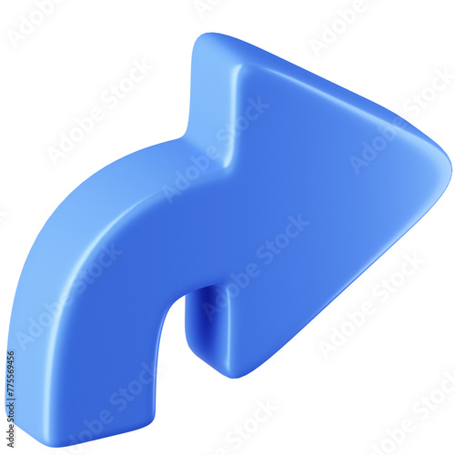 3D Icon Curved Arrow Right Illustration