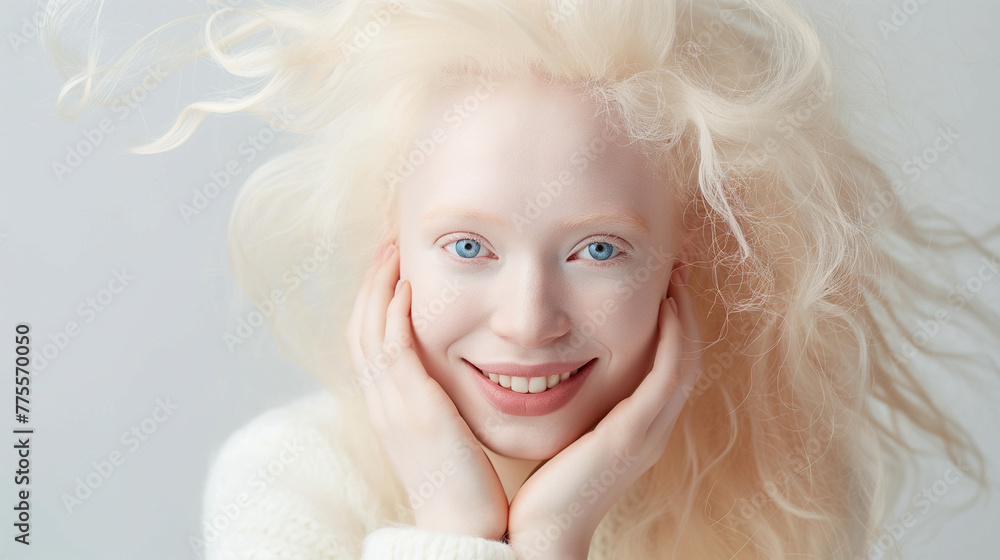 studio portrait of albino woman with blue eyes studio portrait of albino woman with blue eyes