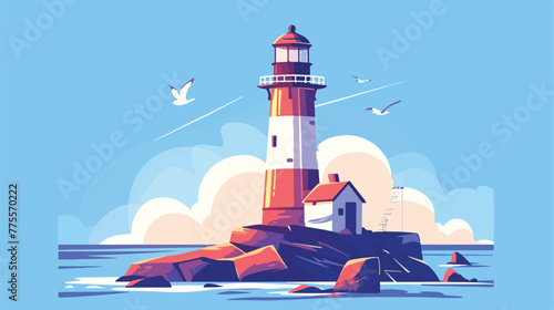 Lighthouse icon. Vector illustration of an old ligh photo