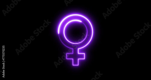 Animated neon female gender symbol