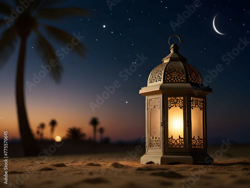 Eid Mubarak Lantern Islamic Background