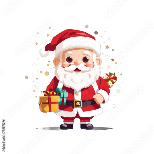Happy Santa Claus with Gifts Cartoon Illustration © Asadawut