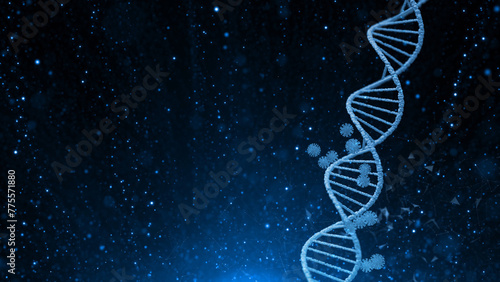 Dna chain and corona virus copy space illustration background.