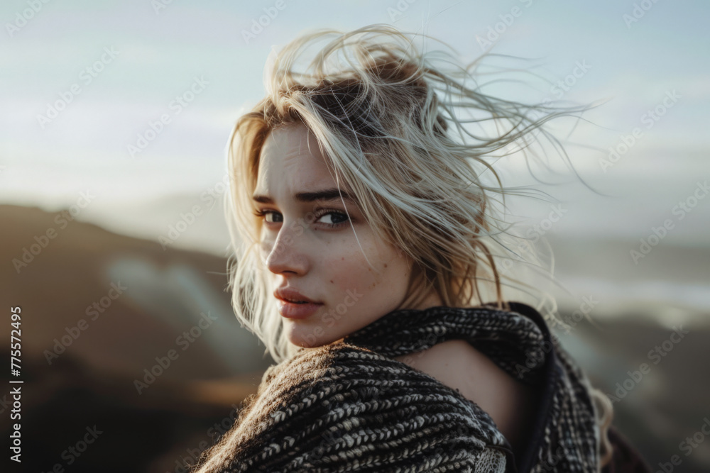 Young contemplative woman portrait