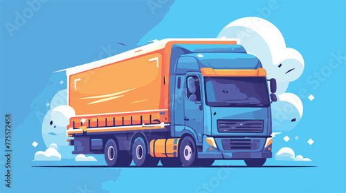 Logistics truck line icon 2d flat cartoon vactor il