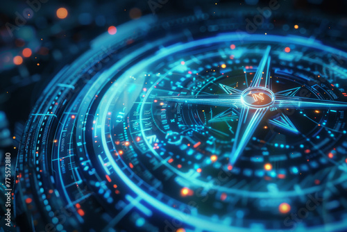 Wallpaper Mural A blue and white computer generated image of a compass Torontodigital.ca