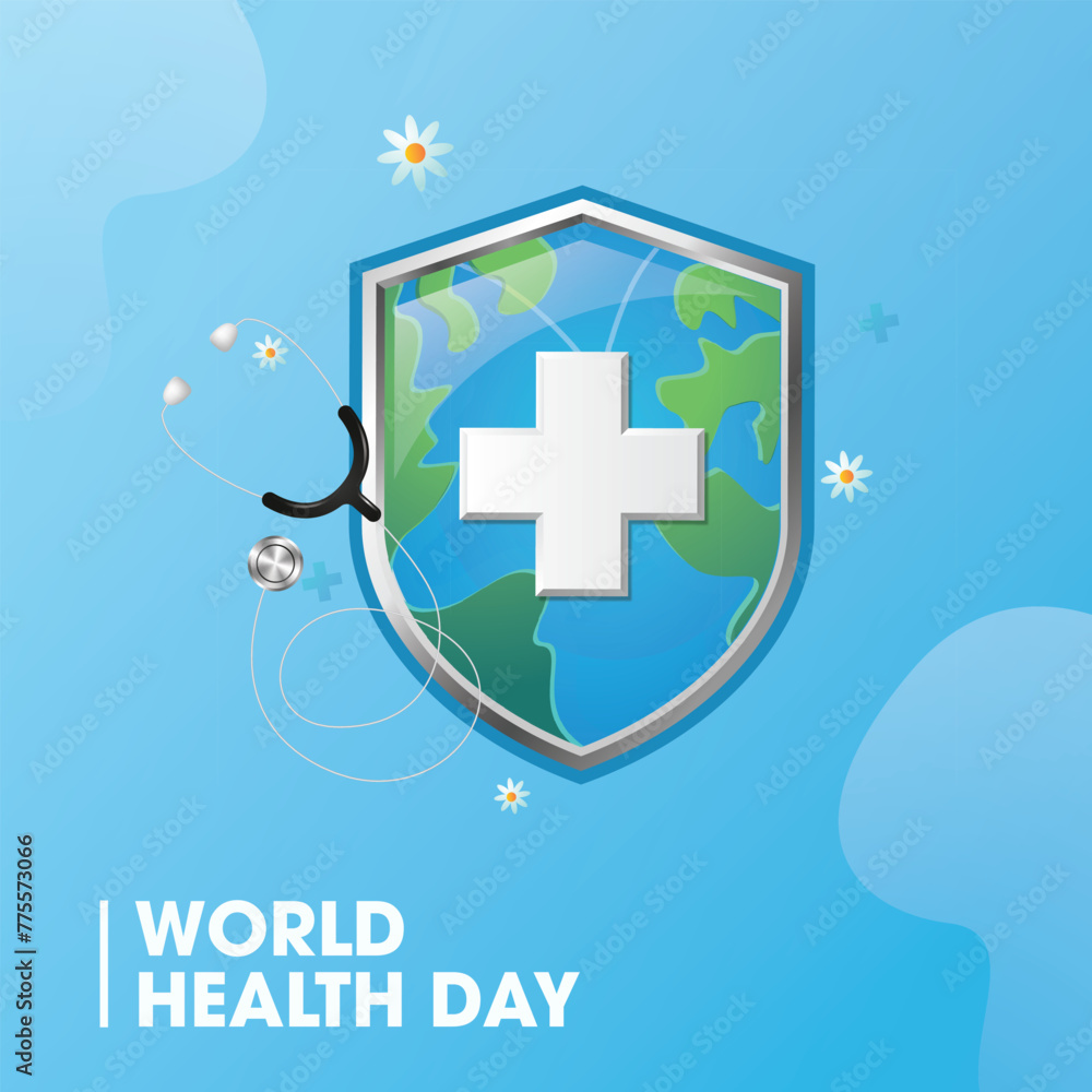 Obraz premium Vector medical protective shield, health day, banner medical