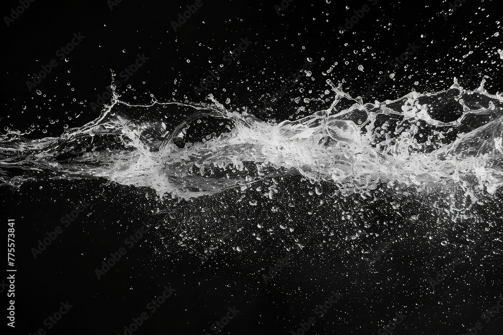 Abstract splashes of water on a black background