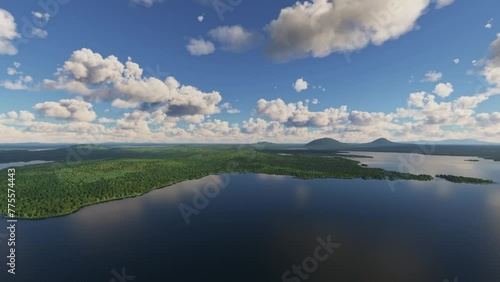 Aerial view of cloudy Moosehead Lake in Maine. United States photo