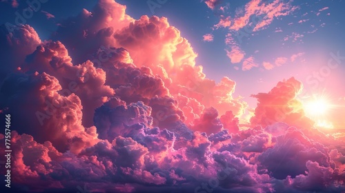 Azure sky with artistic cloud formations, colorful, expansive beauty, peaceful, AI Generative